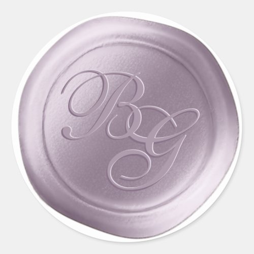 Lilac Calligraphy Monogram Wax Seal Stickers