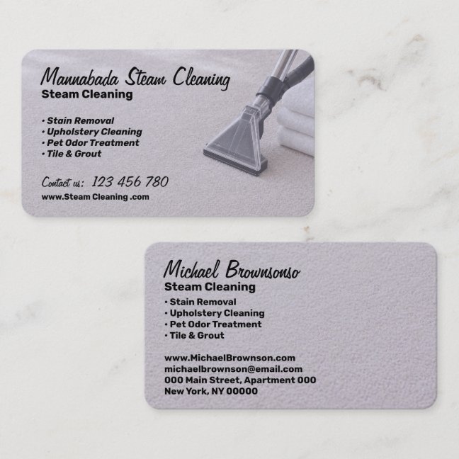 Lilac Carpet Cleaning Stain Removal Service Business Card