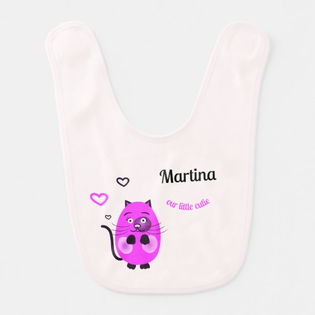 Lilac cat baby bib (Front)
