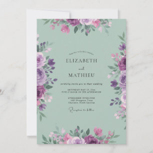 Lilac Celadon Painted Wedding Invitation