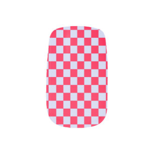 Lilac Checker Board on Pink Pattern Nail Art