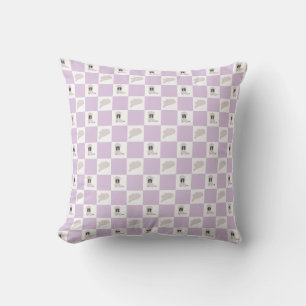 Lilac Checkered Cowgirl Rodeo Pattern Throw Pillow
