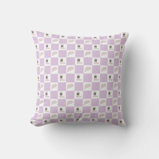Lilac Checkered Cowgirl Rodeo Pattern Throw Pillow (Front)