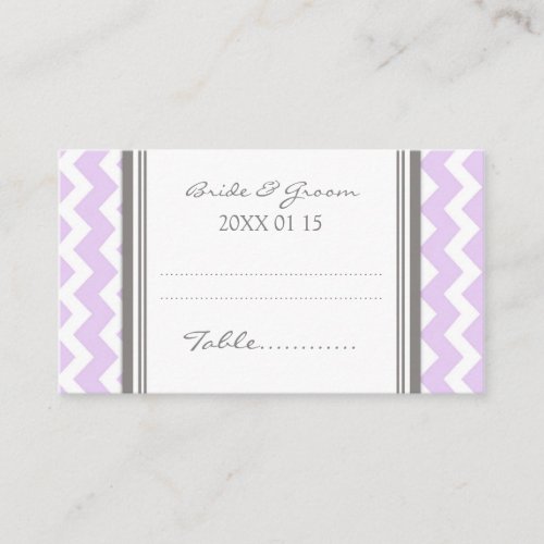 Lilac Chevron Wedding Table Place Setting Cards Business Card Templates