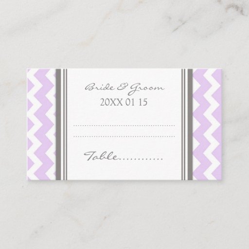 Customizable Lilac Chevron Wedding Table Place Setting Cards Business Card Templates