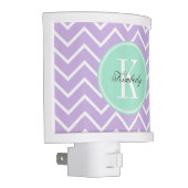 Lilac Chevron with Mint Monogram Night Light (Right)