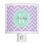Lilac Chevron with Mint Monogram Night Light (Front)
