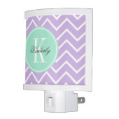 Lilac Chevron with Mint Monogram Night Light (Left)