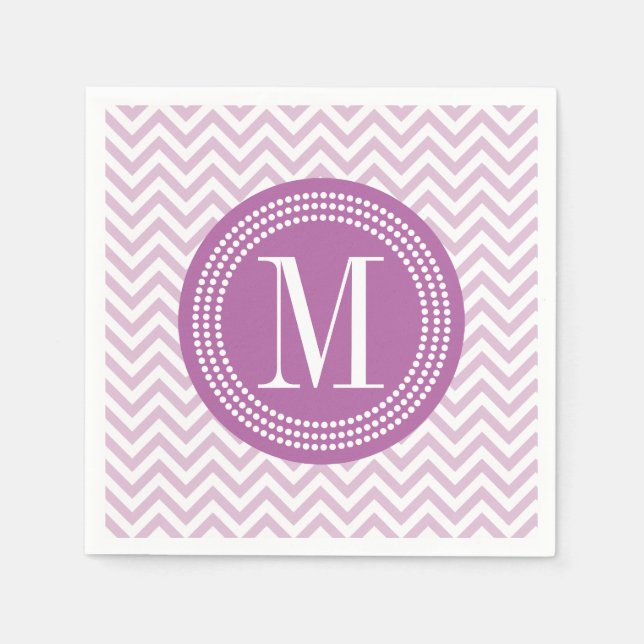 Lilac Chevron Zigzag Personalized Monogram Paper Napkins (Front)