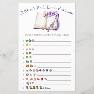 Lilac Children's Book Emoji Baby Shower Game