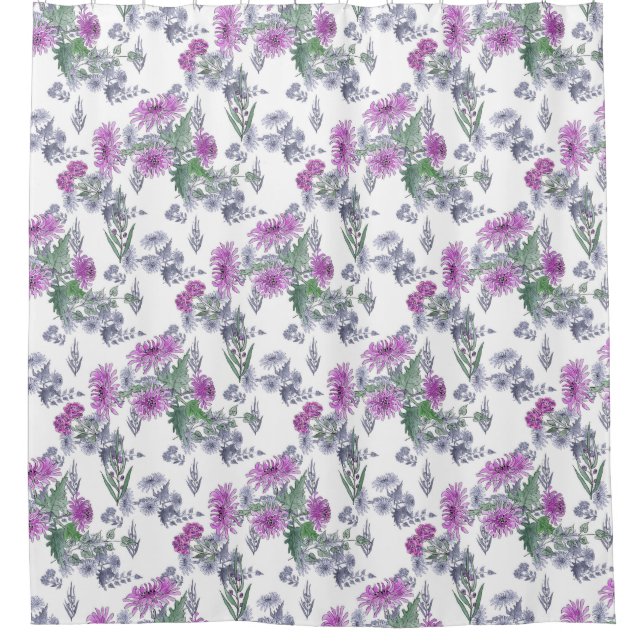 Lilac chrysanthemums shower curtain (Front)