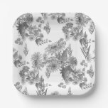 Lilac chrysanthemums , watercolor paper plates
