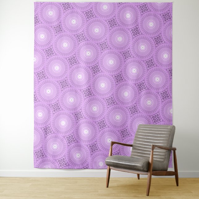 Lilac  circles pattern tapestry (In Situ)