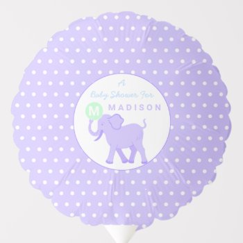 Lilac Circus Cute Elephant Party Decor Baby Shower Balloon by ArtfulDesignsByVikki at Zazzle
