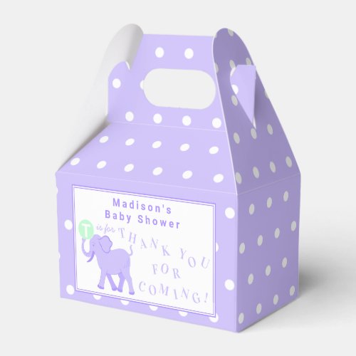 Lilac Circus Cute Elephant Thank You For Coming Favor Boxes