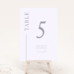 Lilac Clean Line Wedding Table Number