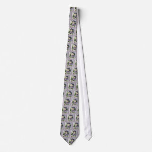 Lilac Clematis Vine Acrylic Painting Neck Tie