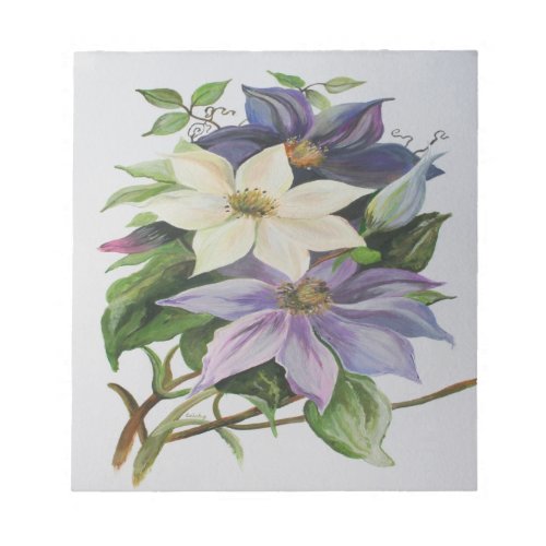 Lilac Clematis Vine Acrylic Painting Notepad