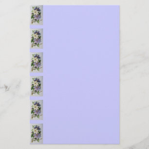 Lilac Clematis Vine Acrylic Painting Stationery