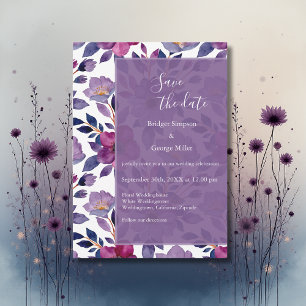 lilac colorful wildflower greenery wedding invitation