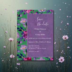 lilac colorful wildflower greenery wedding  invitation
