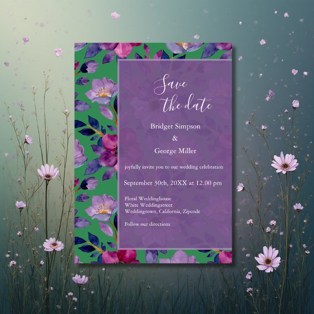 lilac colorful wildflower greenery wedding  invitation (Creator Uploaded)