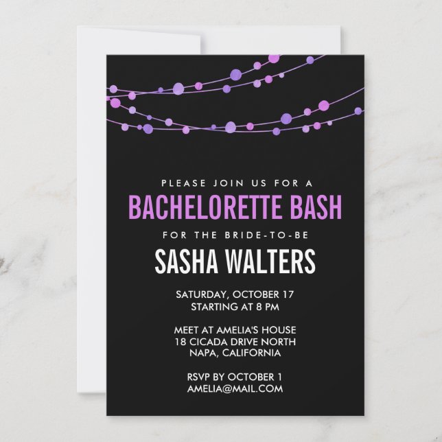 Lilac Confetti Bachelorette Party Invitation (Front)
