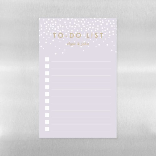 Lilac  Confetti Dots Personalized To_Do List Magnetic Dry Erase Sheet