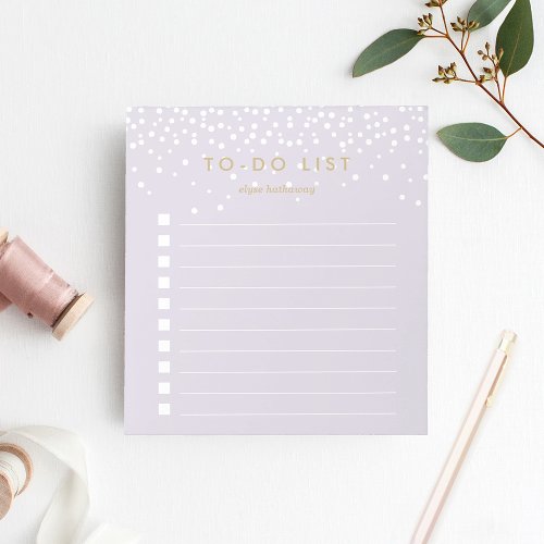 Lilac  Confetti Dots Personalized To_Do List Notepad