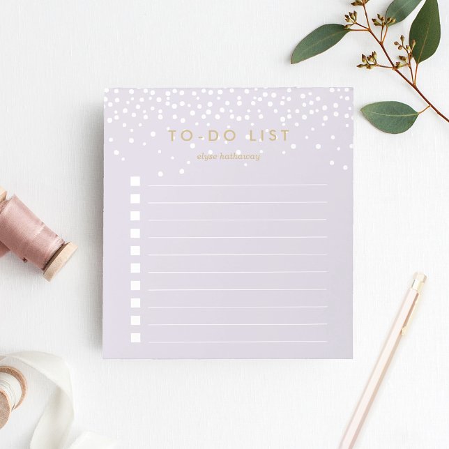 Lilac | Confetti Dots Personalized To-Do List Notepad (Creator Uploaded)