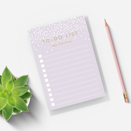 Lilac  Confetti Dots Personalized To_Do List Post_it Notes