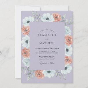 Lilac Coral Anemone Wedding Invitation