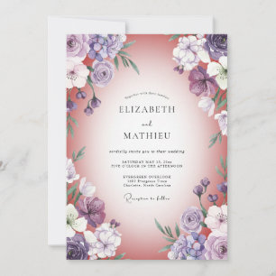 Lilac Coral Petal Wedding Invitation