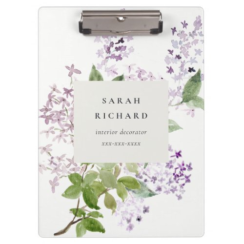 Lilac Cottage Garden Floral Bunch Business Clipboard
