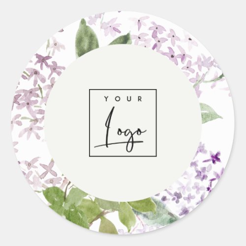 Lilac Cottage Garden Floral Bunch Logo Business Classic Round Sticker