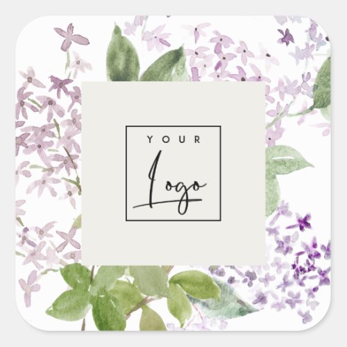 Lilac Cottage Garden Floral Bunch Logo Business Square Sticker