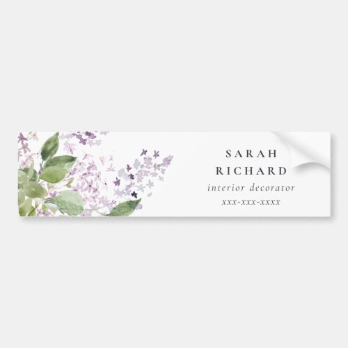 Lilac Cottage Garden Watercolor Floral Bunch  Bumper Sticker