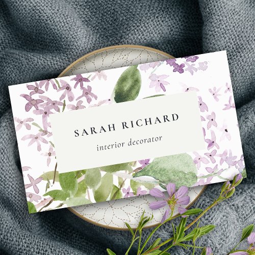 Lilac Cottage Garden Watercolor Floral Bunch  Business Card