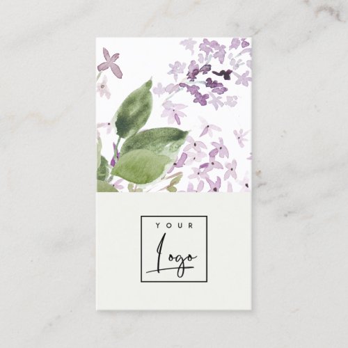 Lilac Cottage Garden Watercolor Floral Bunch Logo Business Card