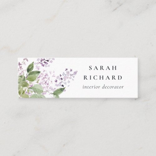 Lilac Cottage Garden Watercolor Floral Bunch  Mini Business Card