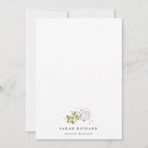 Lilac Cottage Garden Watercolor Floral Bunch  Note Card