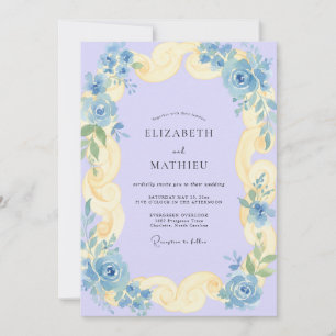 Lilac Cream Scroll Eucalyptus Wedding Invitation