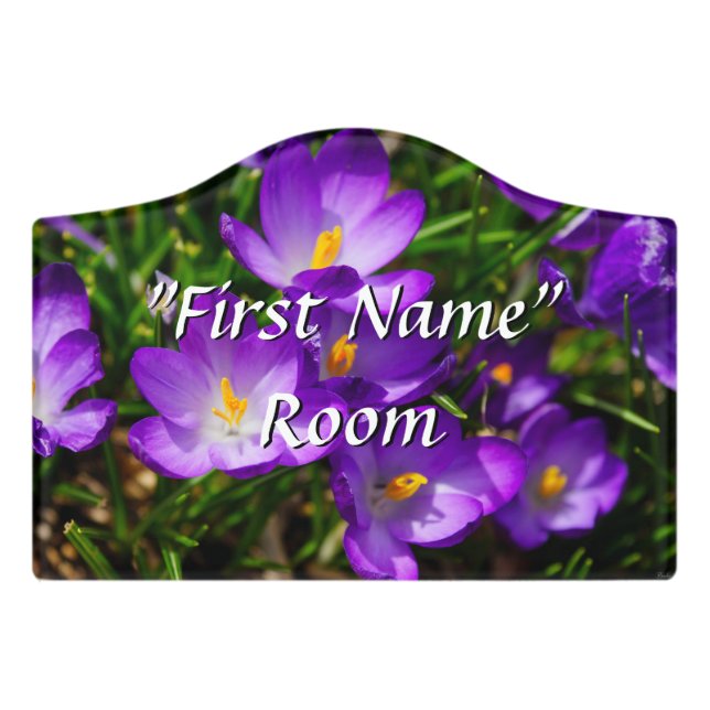Lilac Crocuses Door Sign (Small Crest Front)