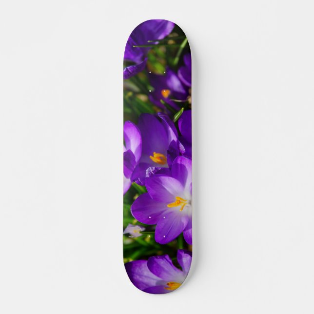 Lilac Crocuses Skateboard Deck (Front)