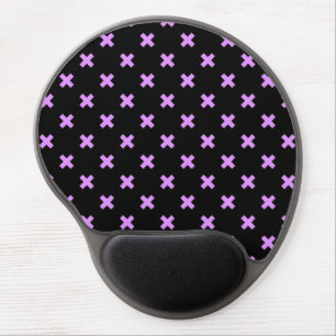 Lilac cross stitches on black gel mouse pad