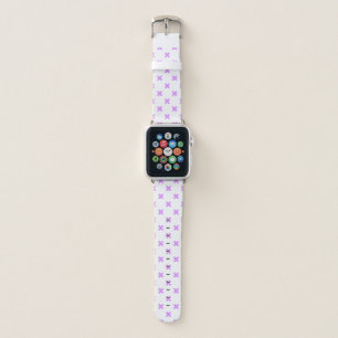 Lilac cross stitches on white apple watch band