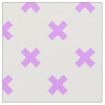 Lilac cross stitches on white fabric