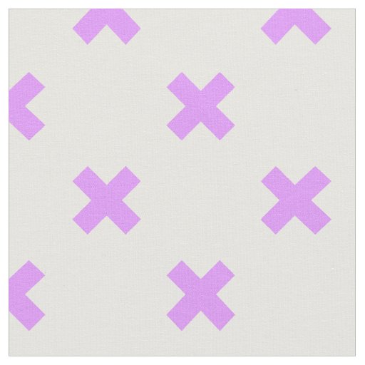 Lilac cross stitches on white fabric