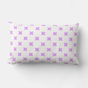 Lilac cross stitches on white lumbar pillow