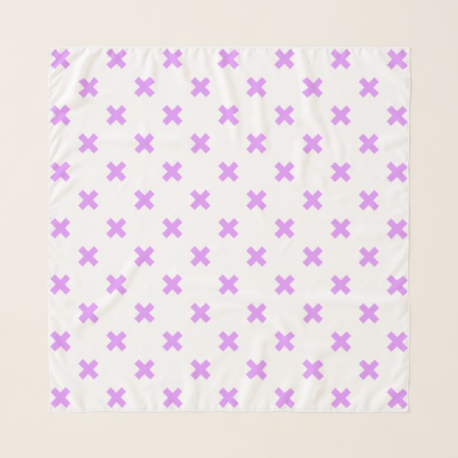 Lilac cross stitches on white scarf (Front)